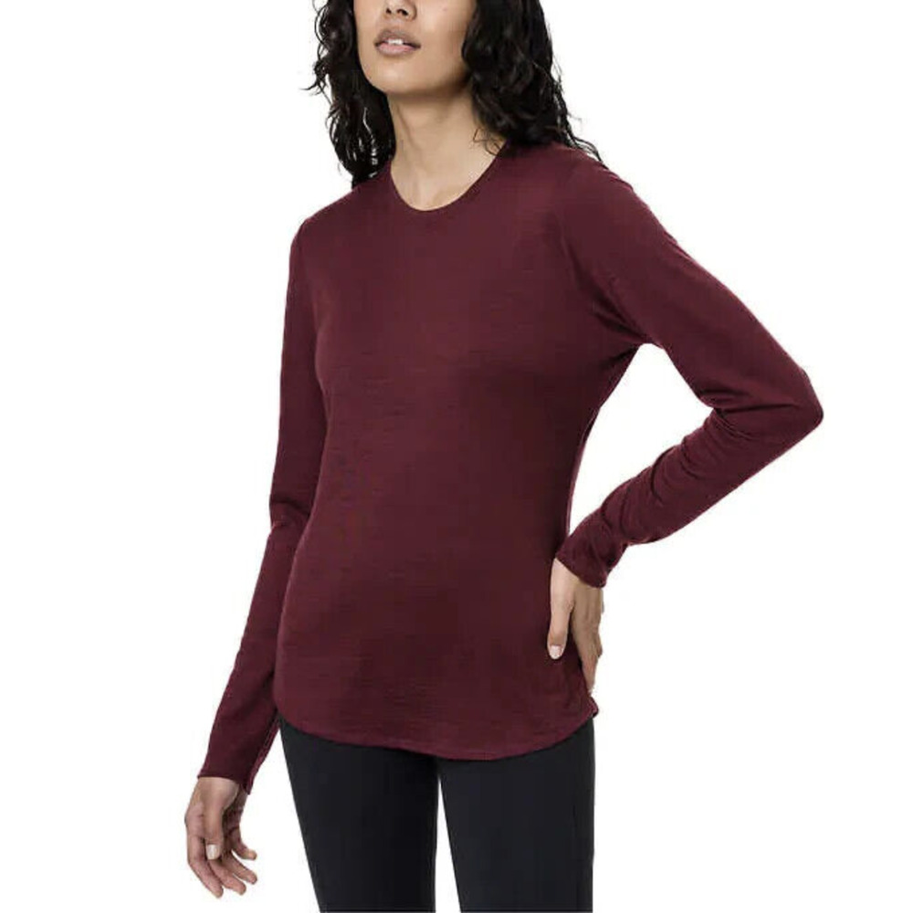 Seg'Ments Merino Wool T-Shirt Womens XL Burgundy Crew Neck Long Sleeve Pullover